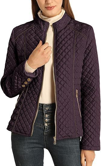 Women's Stand Collar Lightweight Quilted Padded Zip Jacket