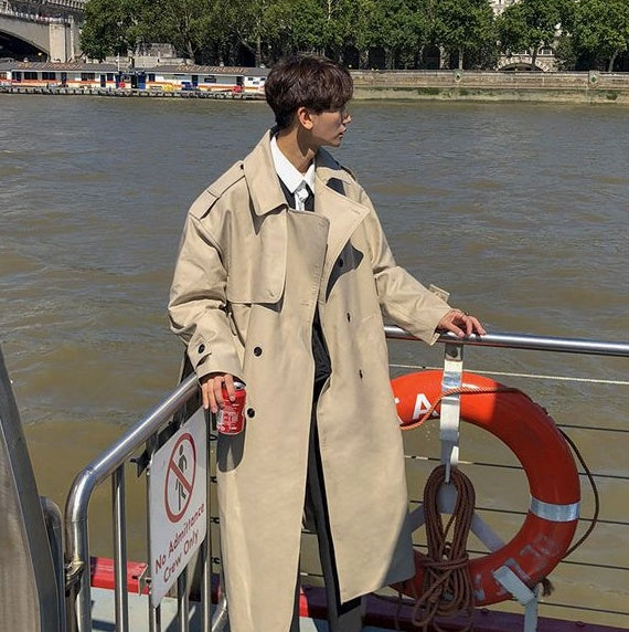 Men Handsome Windbreaker Autumn Winter Korean Fashion Coat