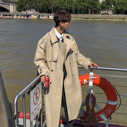 Men Handsome Windbreaker Autumn Winter Korean Fashion Coat