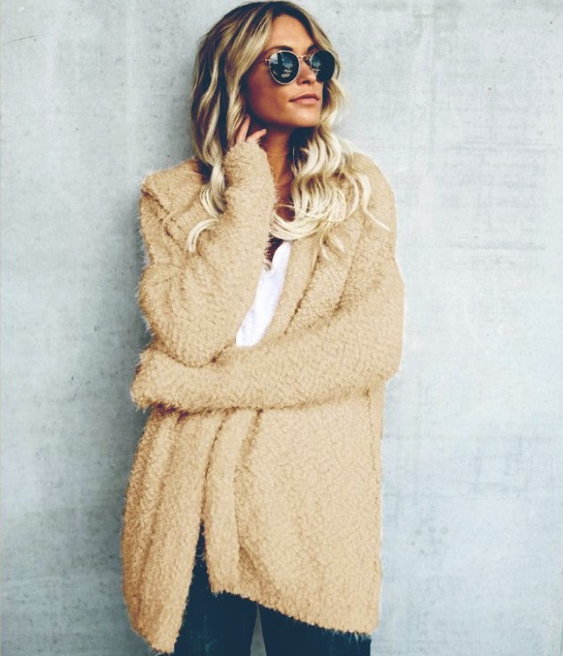 Women's Solid Color Hooded Cardigan Jacket