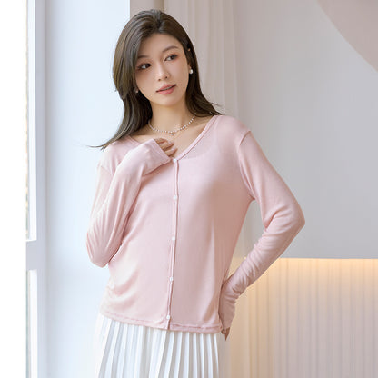 Lyocell Tencel Sun Protection Cardigan Thin Women's Ice Silk Knitted Coat