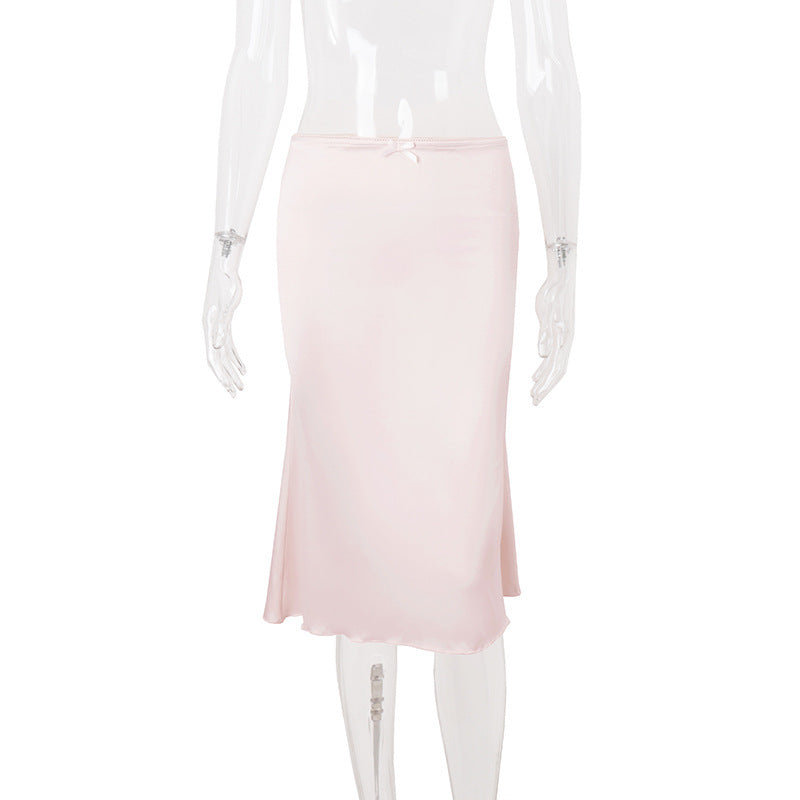 Sweet Lace Top Mid-length Dress Set Women