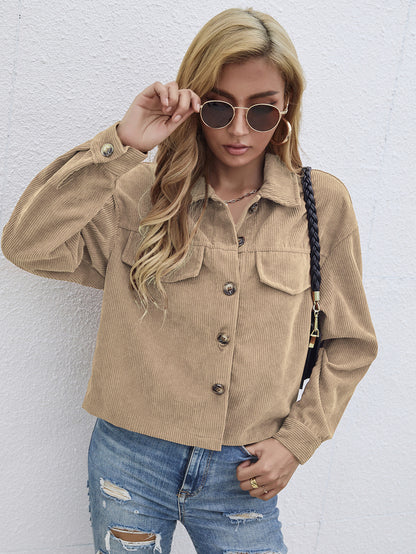 Casual Coat Women's Corduroy Short Slim Top