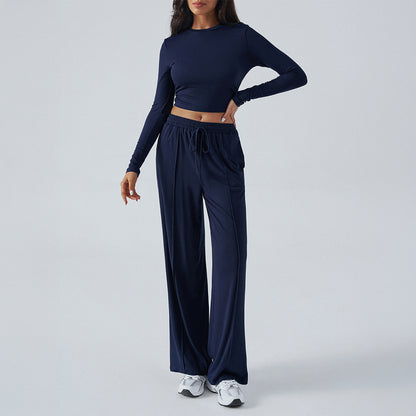 European And American Yoga Sports Long Sleeve Inner Wear Trousers Suit Women