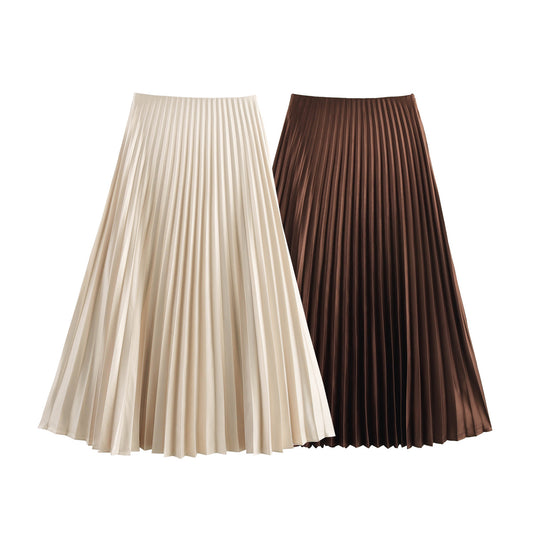 Pleated Skirt Mid-length Women's Drape