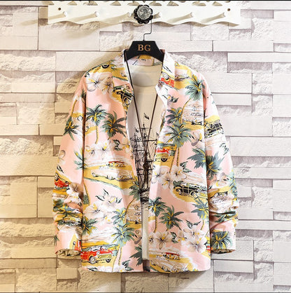 Long Sleeve Floral Shirt Mens Fashion Printing