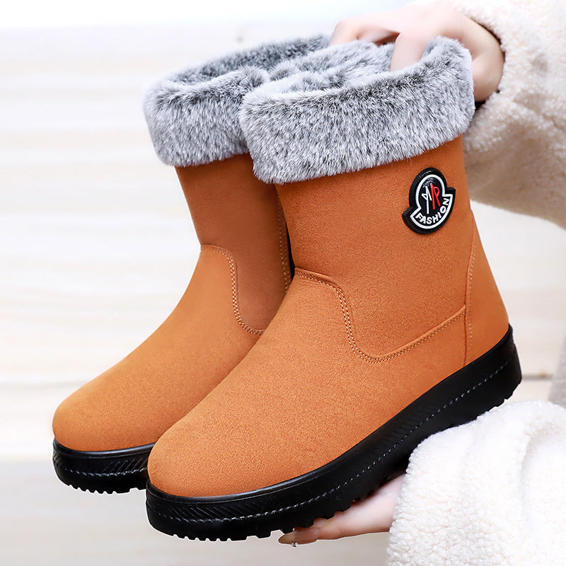 Cotton-padded Shoes With Velvet Women's Long Tube High-top Snow Boots