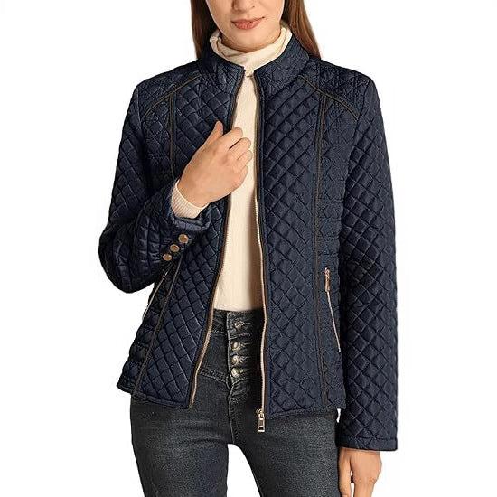 Women's Stand Collar Lightweight Quilted Padded Zip Jacket