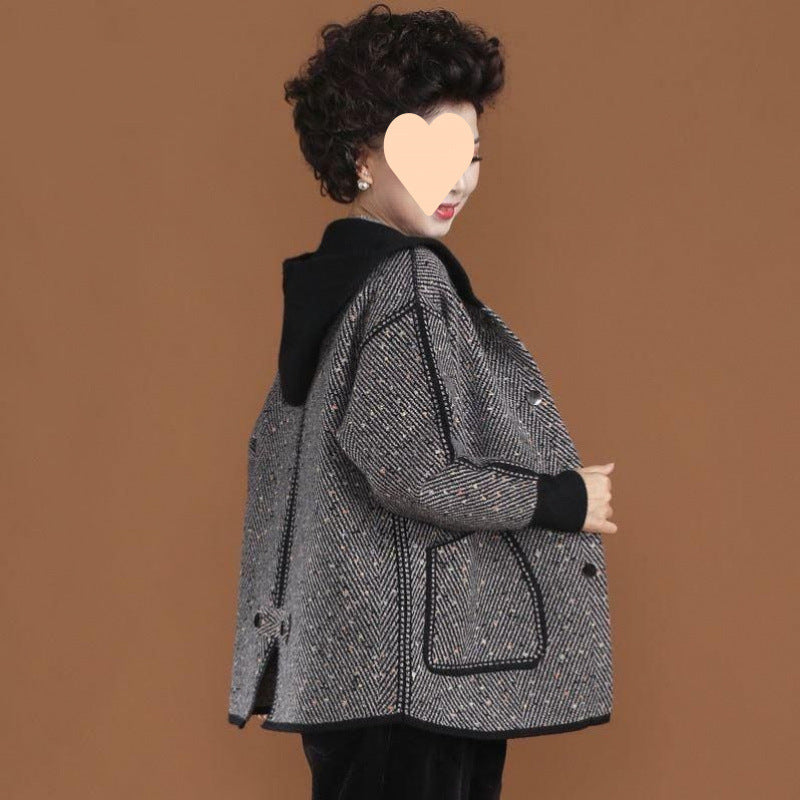 Middle-aged And Elderly Women Spring And Autumn Short Coat Plus Size Western Style Thin Top