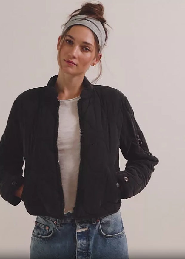 Women's Casual Quilted Cotton Jacket Loose Stand Collar Coat