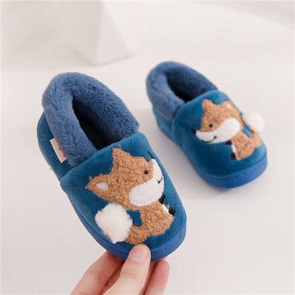 Baby plush non-slip cotton slippers