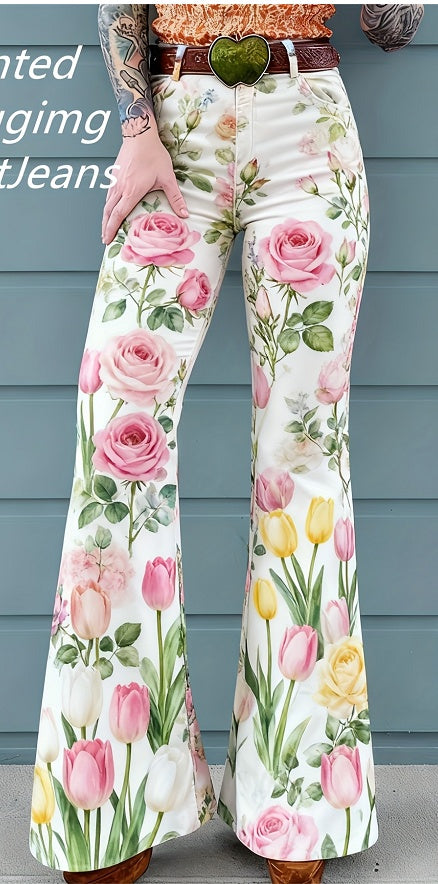 3D Digital Printed Women's Imitation Jeans