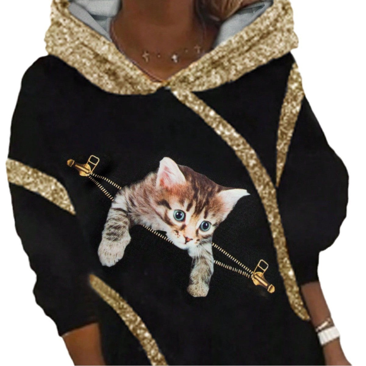 Digital Printing Loose Plus Size Hooded Sweater