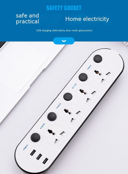 Multi-switch European Standard American Standard British Standard USB Power Strip Socket Household Plug Board Multi-port Fast Charging