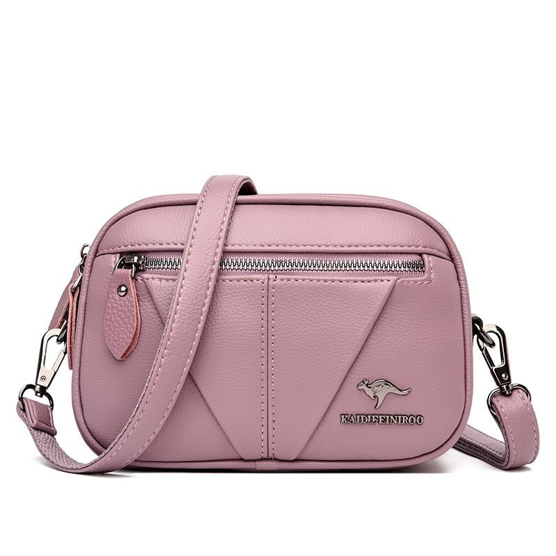 Cowhide Soft Leather Fashion All-match Shoulder Crossbody Small Round Bag