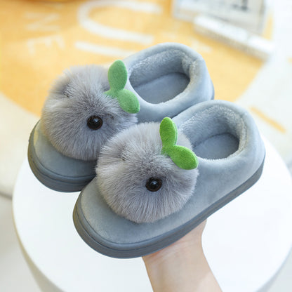Princess Plush Three Dimensional Head Baby Cotton Slippers