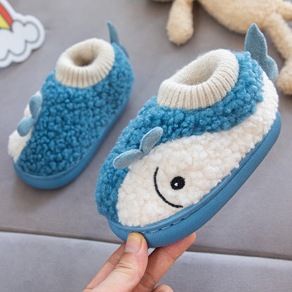 Non-slip Warm Baby Cotton Slippers Children Cartoon Cute Dinosaur Shoes