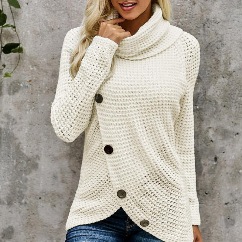 Pullover Button High Lapel Pullover Women's Sweater