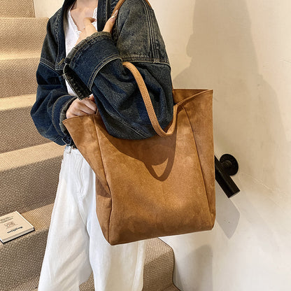 Retro Large Capacity All-match Shoulder Underarm Bag Matte Leather Tote Bag