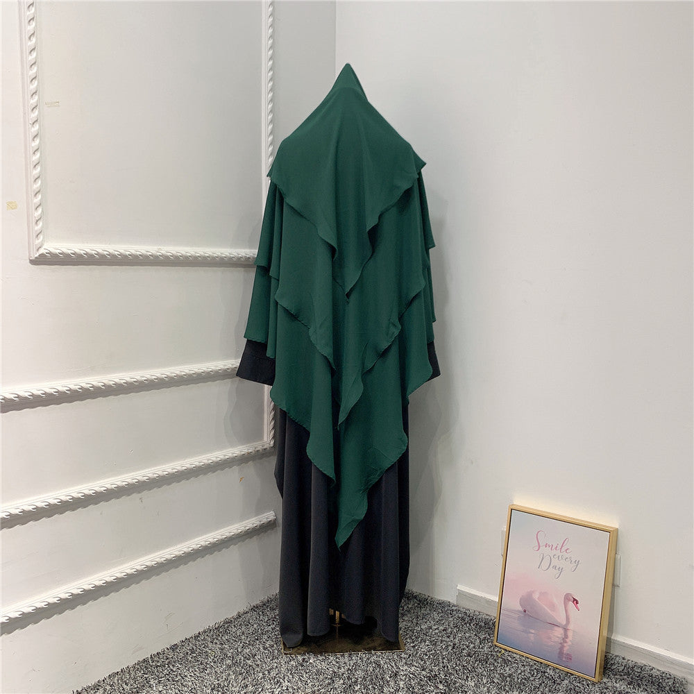 Fashionable Solid Color Three-layer Headscarf Dubai Travel Photo