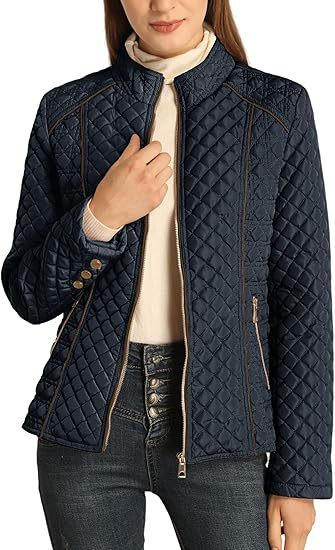 Women's Stand Collar Lightweight Quilted Padded Zip Jacket