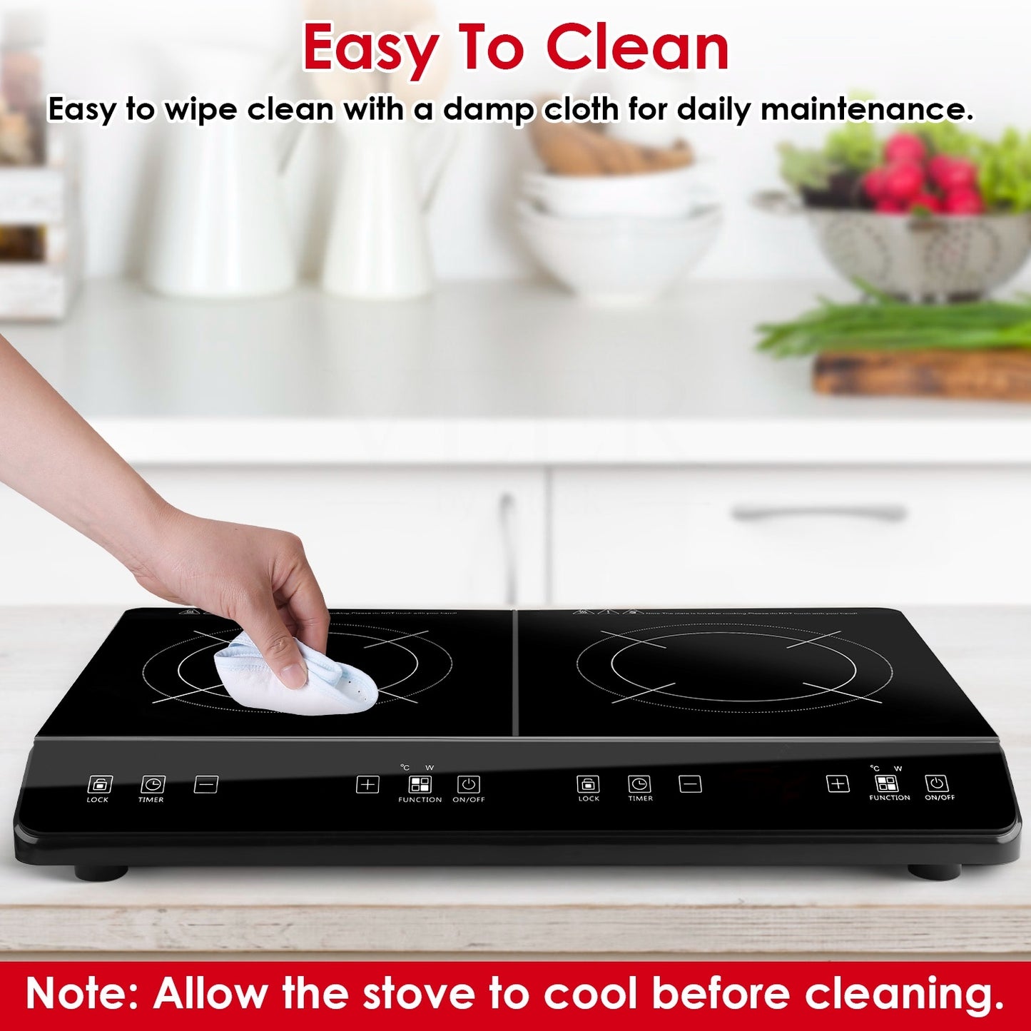 1Pc 4000W Induction Cooktop Portable Double Induction Cooker Electric Dual Burner Stove Countertop Hot Plate With 9 Power 9 Temperature 3H Timer