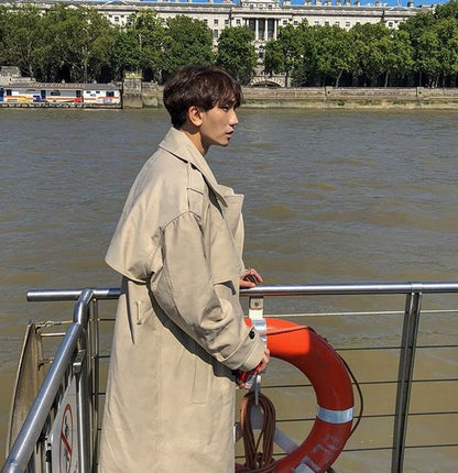 Men Handsome Windbreaker Autumn Winter Korean Fashion Coat