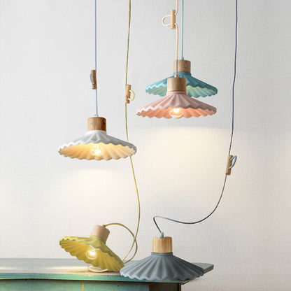 Cement Solid Wood Chandelier Colored Lights