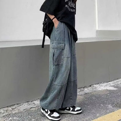 Mens Vintage Versatile Workwear Wide Leg Jeans