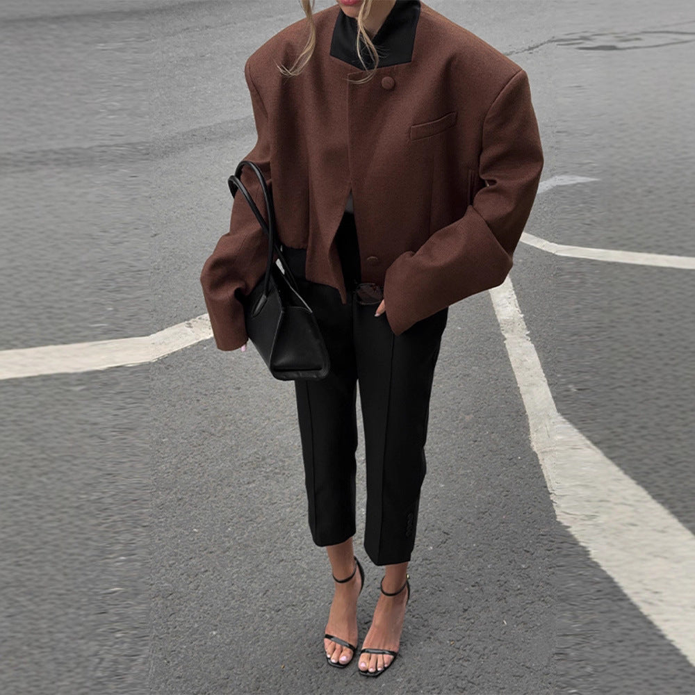 Temperament Padded Shoulder Short Jacket