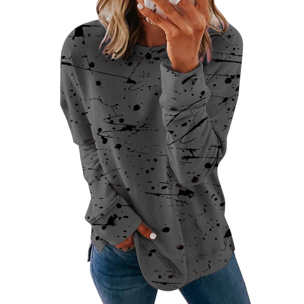 Graffiti Print Loose Versatile Top Long-sleeved T-shirt