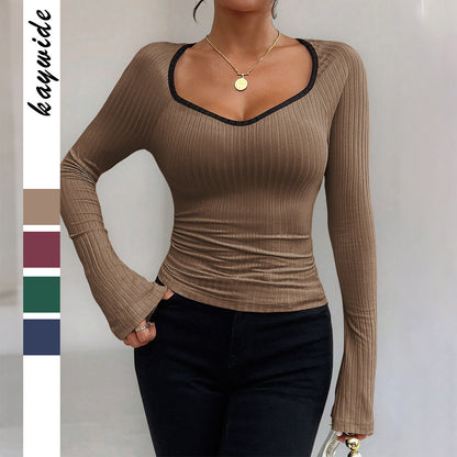 Y2g Hot Girl Long Sleeve Solid Color Blouse