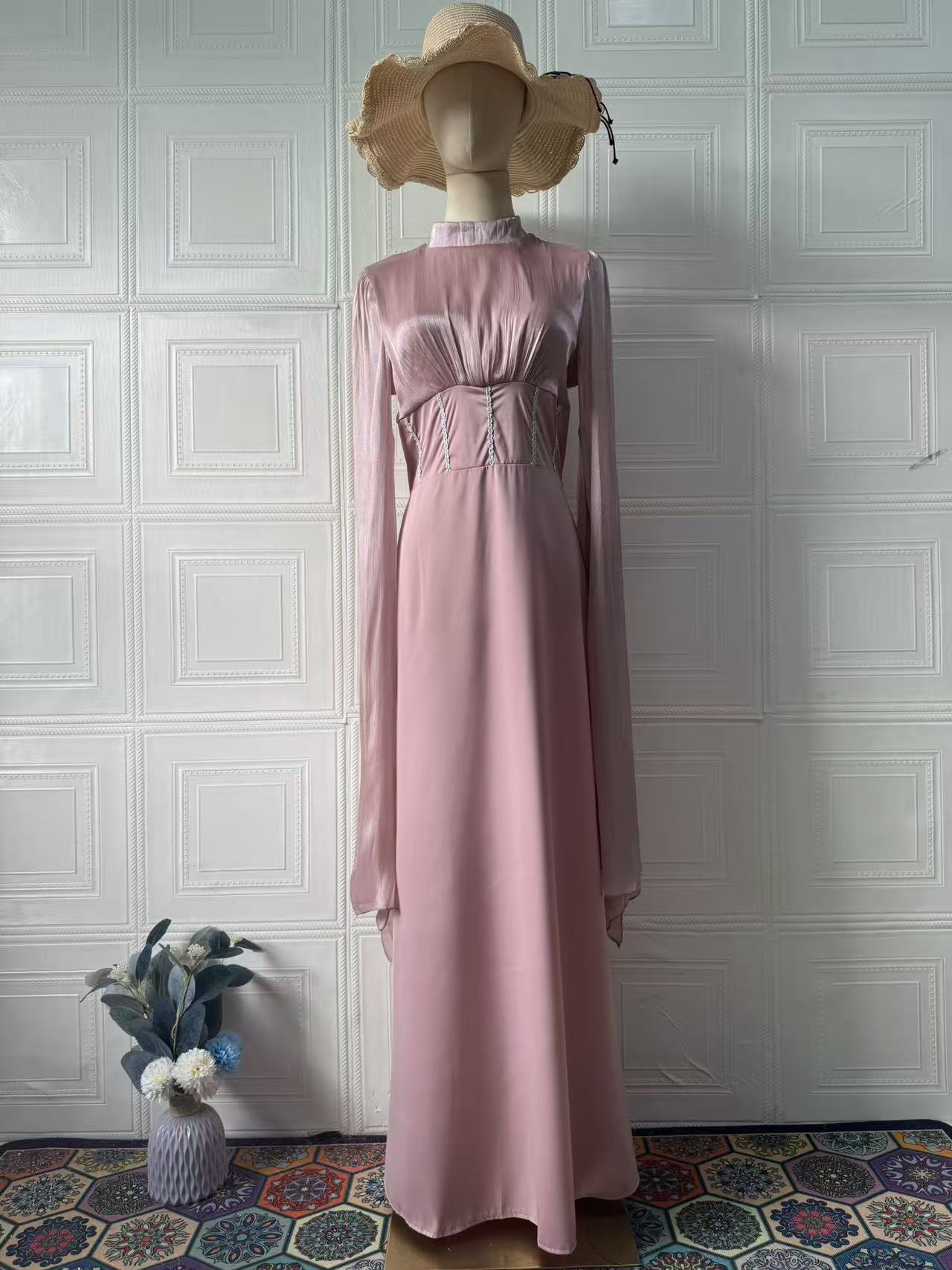 Elegant Long Sleeve Silky Comfortable Maxi Dress Soft Dress