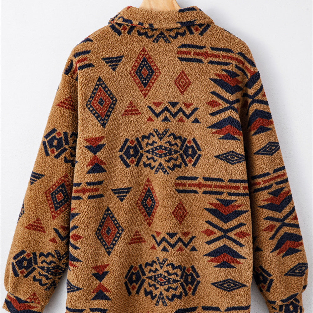 Women's Loose Pockets Totem Printed Cardigan Jacket