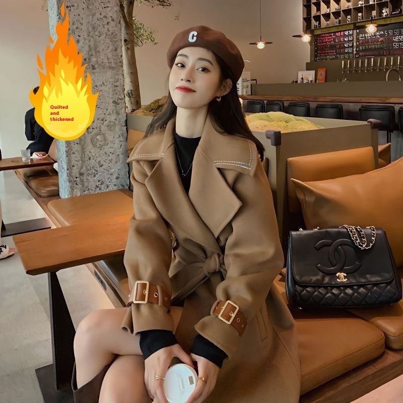 Mid-length Women's Elegant Woolen Overcoat