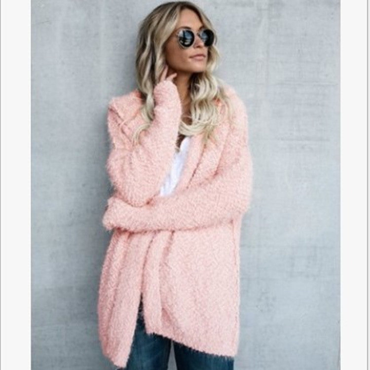 Women's Solid Color Hooded Cardigan Jacket