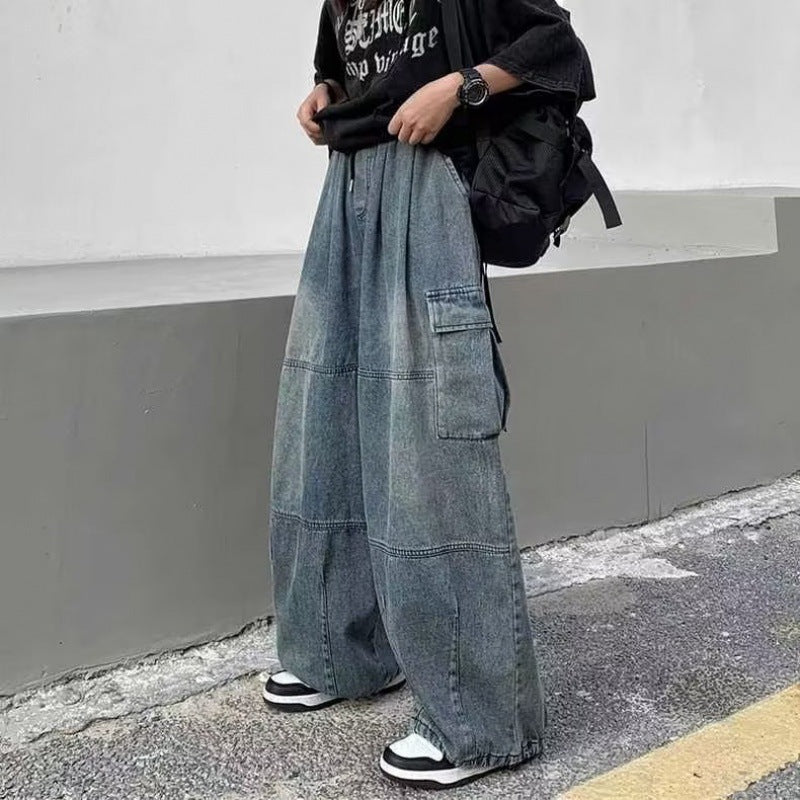 Mens Vintage Versatile Workwear Wide Leg Jeans