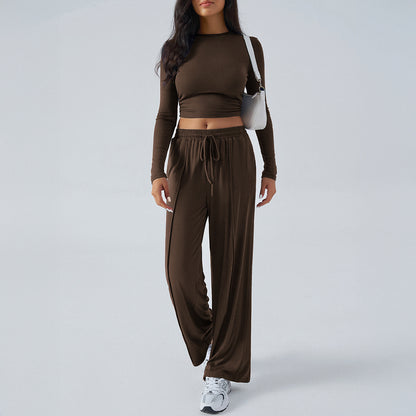 European And American Yoga Sports Long Sleeve Inner Wear Trousers Suit Women