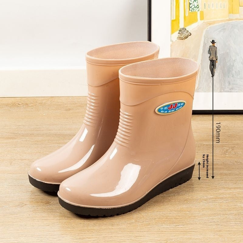 Women's Casual Rain Boots Middle Tube Non-slip