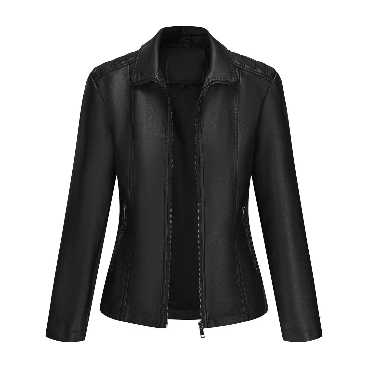 Women's Leather Jacket Knitted Stitching Stretch Coat