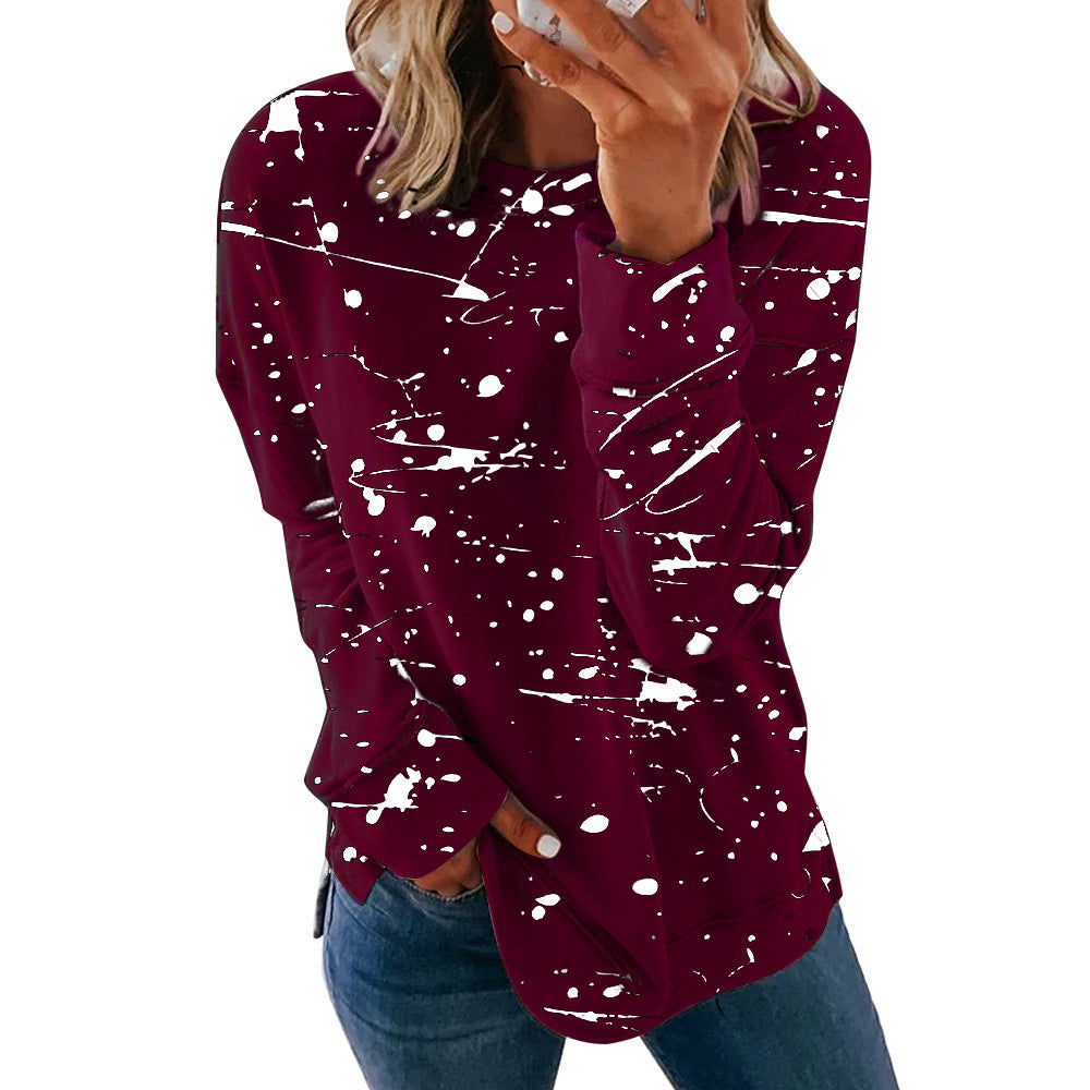 Graffiti Print Loose Versatile Top Long-sleeved T-shirt