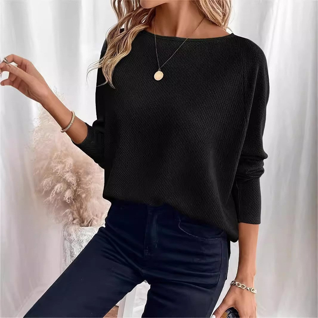 Women's Knitted Waffle Shoulder Pullover