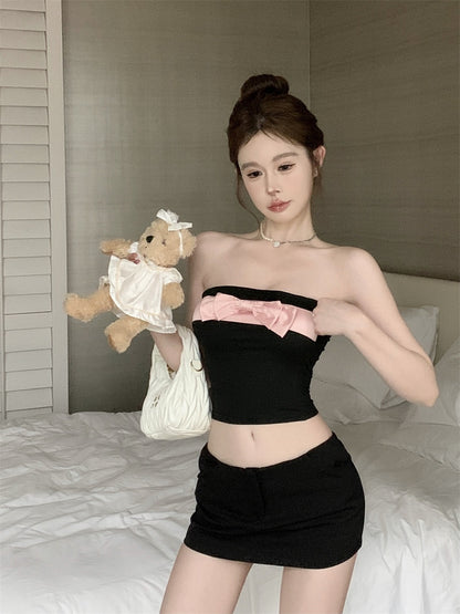 Female Casual Creative One Shoulder Bow Top