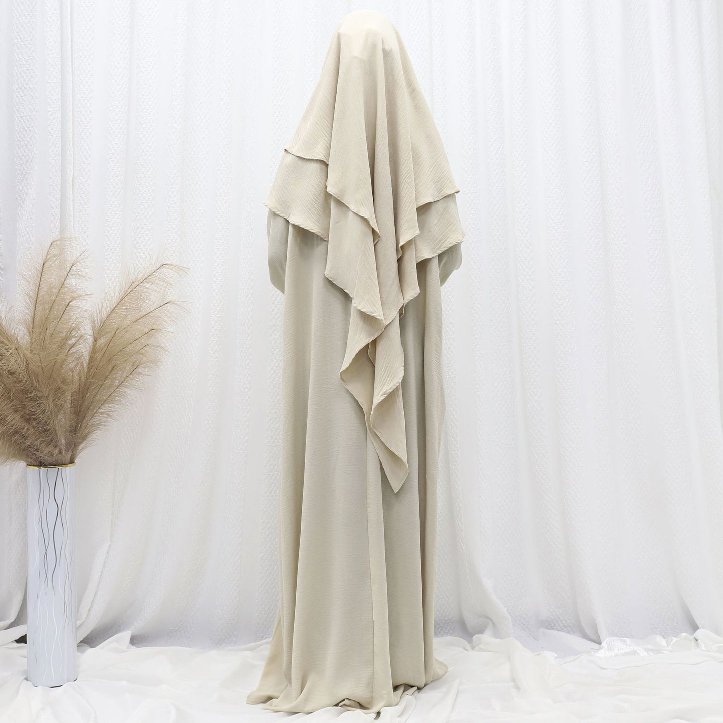 Dubai Turkey Solid Color Dress With Headscarf