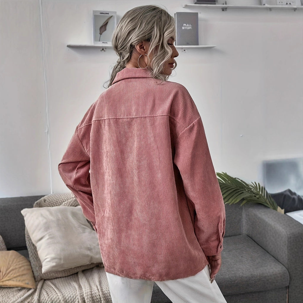 Loose Leisure Slimming Lapel Pocket Long Sleeve Coat