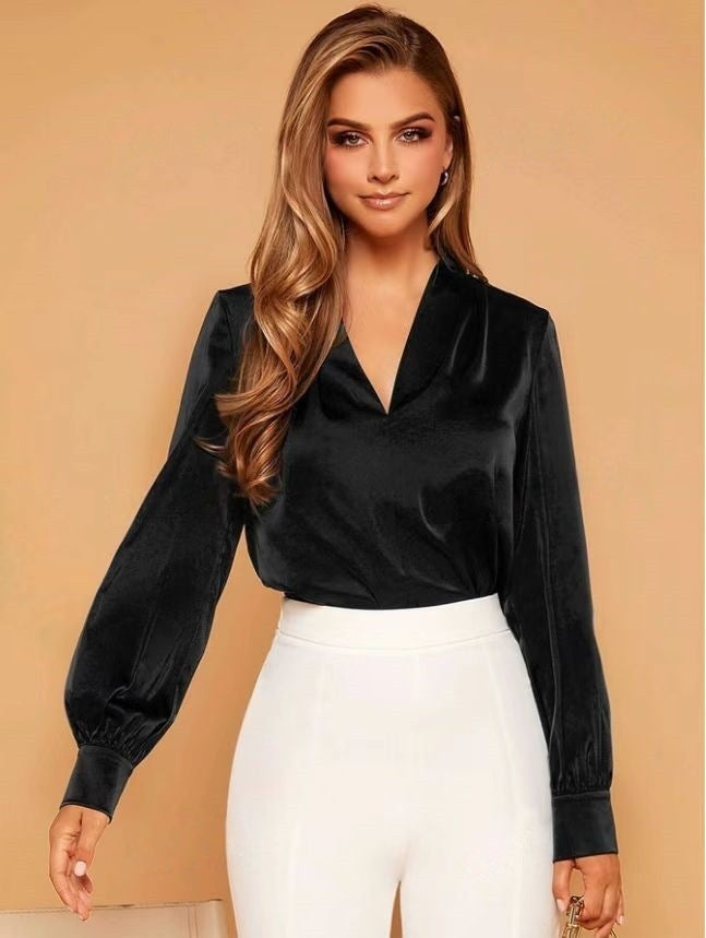 Women's Long-sleeved Satin Shirt