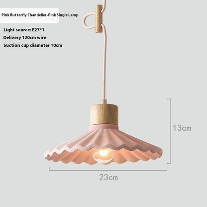 Cement Solid Wood Chandelier Colored Lights