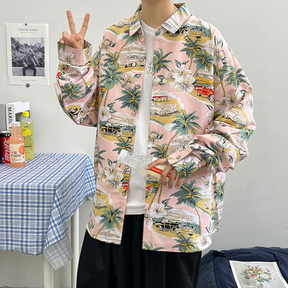 Long Sleeve Floral Shirt Mens Fashion Printing