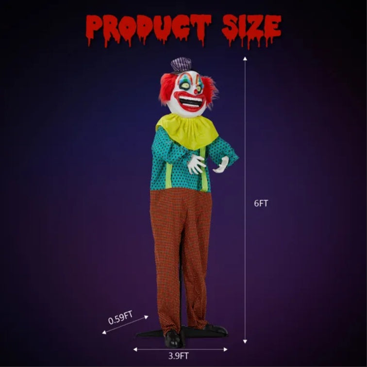 6ft Yellow Eyed Clown Outdoor Halloween Decorations