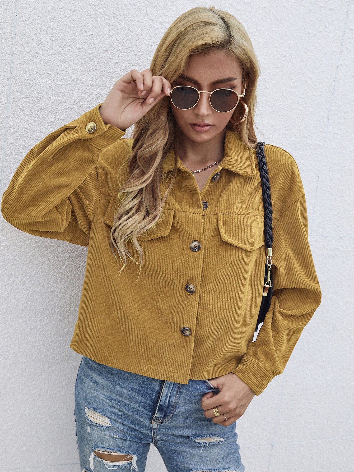 Casual Coat Women's Corduroy Short Slim Top